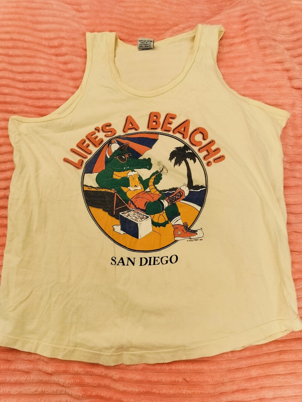 Vintage Life's A Beach San Diego Graphic Tank 100% Cotton - XL